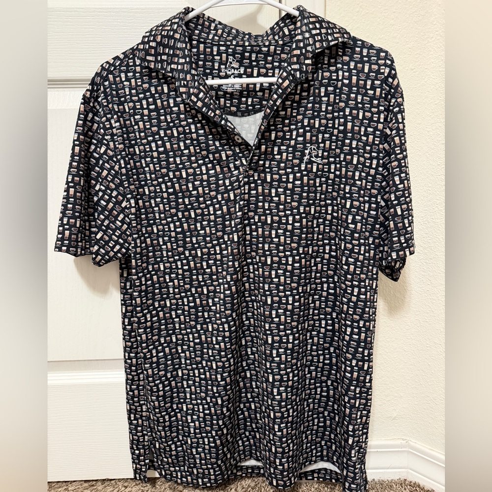 Rhoback coffee print men’s polo